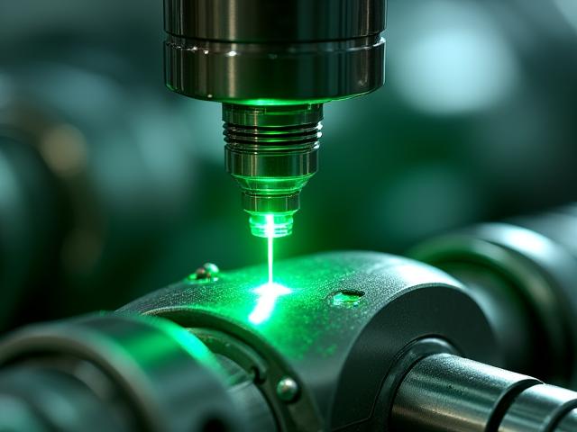 LuminaFlow Innovations technician performing laser alignment on a centrifugal pump