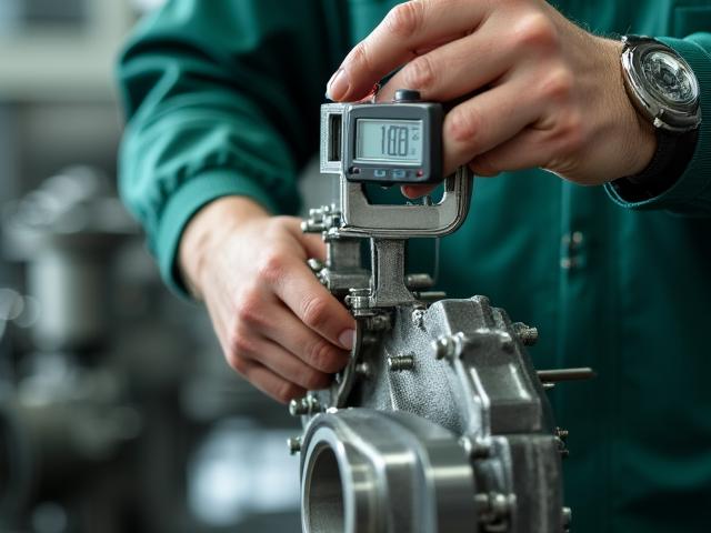 Technician performing wear analysis